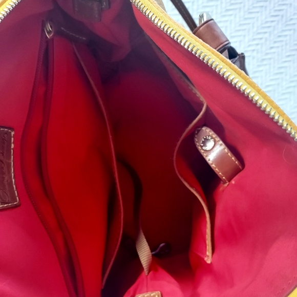 Dooney & Bourke Bristol Yellow Leather Handbag with Brown Accents With Wallet - Picture 9 of 16